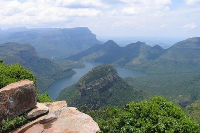 View of Blyde Dam from Three Rondavels view point